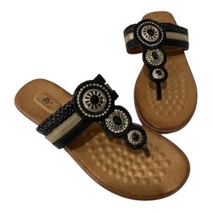 Lolla Bacchi Size 8 Embellished Black Sandals with Beaded Circles
